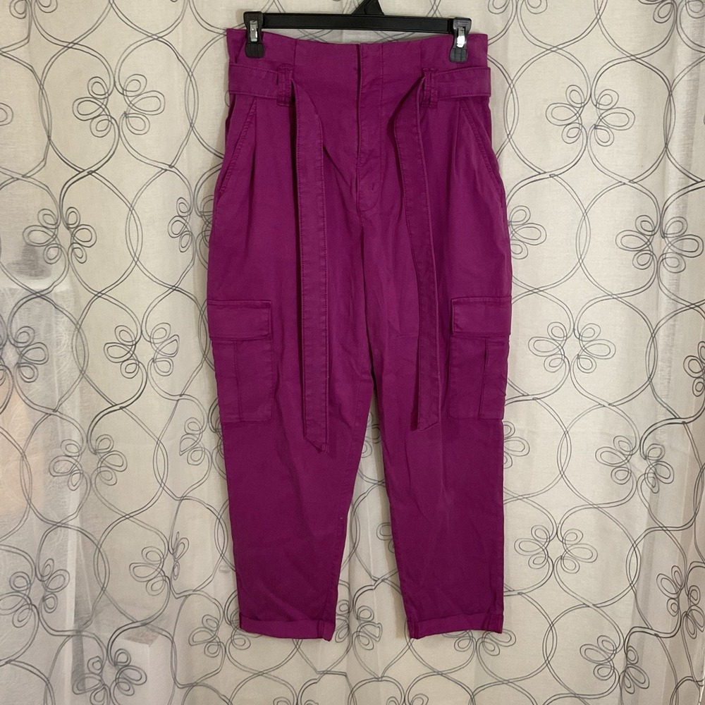 Women's WHBM Purple Pants Extra High-Rise Tapered Ankle Size 2